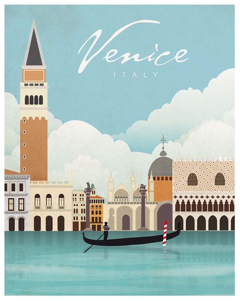 Venice, Italy Goonies Movie, Vintage Italian Posters, Posters Decor, Truffle Shuffle, Vintage Postcards Travel, Travel Postcard, Retro Travel Poster, Venice Travel, City Poster