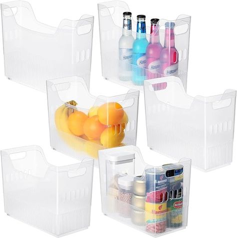 Amazon.com - 6 Pcs Freezer Organizer Bins Clear Plastic Pantry Organizer and Storage 3 Size Tall Narrow Kitchen Organization with Wheel Freezer Organization Rolling Bins Storage with Wheel Containers for Office Freezer Organizer, Office Refrigerator, Rolling Storage Bins, Snack Storage Containers, Pantry Storage Containers, Pantry Organizer, Pantry Bin, Freezer Organization, Organizer Bins