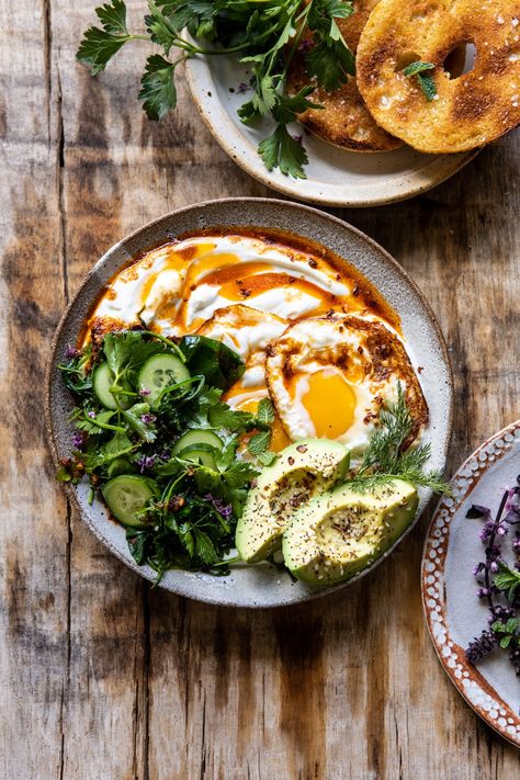 Sauteed Arugula, Healthy January, Eggs With Avocado, Chili Butter, Turkish Eggs, Mediterranean Diet Meal Plan, Cucumber Avocado, Whipped Feta, Half Baked