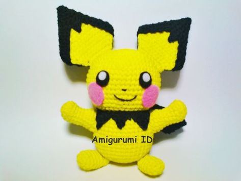 Pichu Crochet Pattern, Pokémon Crochet, Pichu Pokemon, Pokemon Crafts, Pikachu Crochet, Pokemon Crochet, Pokemon Crochet Pattern, Crochet Dinosaur Patterns, Crochet Toys Free Patterns