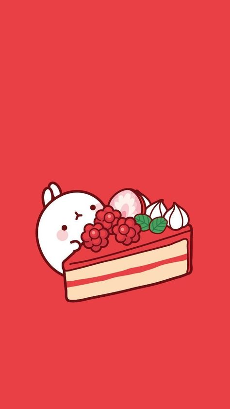 Red Kawaii, Molang Wallpaper, Spring Iphone Wallpaper, Japanese Wallpaper Iphone, Pastel Red, Images Kawaii, Animal Print Wallpaper, Blue Wallpaper Iphone, Wallpaper Red