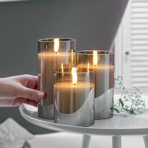 Realistic Candles, Grey Candles, Flame Candle, Led Candle Lights, Real Flame, Electric Candles, Battery Operated Candles, Flickering Candles, Led Candle