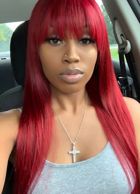 Red Hair With Bangs, Red Bangs, Red Hair Looks, Fire Hair, Human Hair Lace Front Wigs, Hair Lace Front Wigs, Grey Wig, Red Wigs, Burgundy Hair