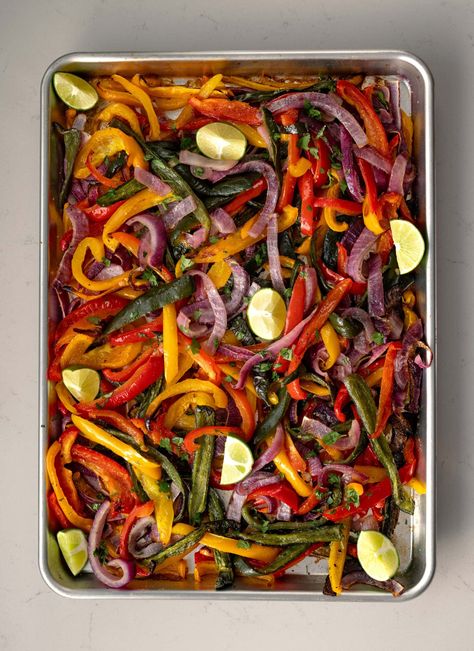 Sheet Pan Fajita Veggies Fajita Pan Sheet, Fajita Veggies Oven, Sheet Pan Veggie Fajitas, Sheet Pan Fajita Veggies, Fajitas Vegetables, Fajita Veggies Recipe, Vegetable Fajitas, Sheet Pan Fajitas, Vegetable Marinade