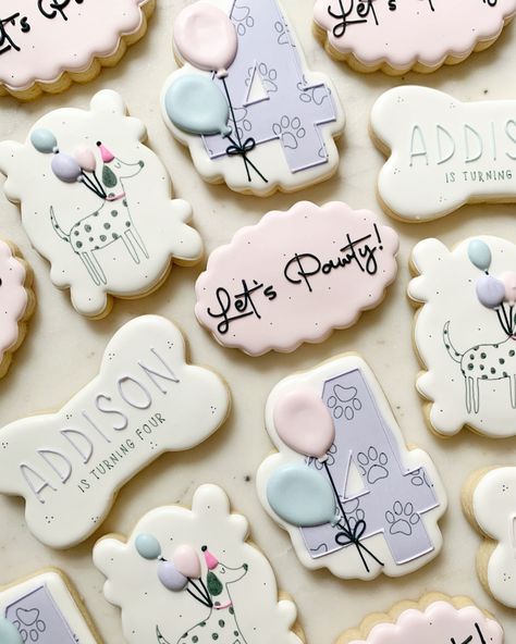 Lets Pawty Birthday Cookies, Puppy Theme Cookies, Dog Birthday Cookies Decorated, Dog Themed Birthday Cookies, Dog Party Cookies, Puppy Cookies Decorated, Dog Sugar Cookies Decorated, Puppy Birthday Parties For Kids, Puppy Birthday Cookies