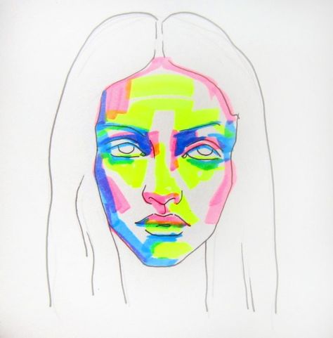 Sketch portrait with text highlighter markers and fineliner Highlighter Portrait Drawing, Cool Highlighter Drawings, Highlighter Portrait Art, Sketch With Highlighter, Sketches With Highlighter, Drawing With Highlighters Markers, Highlighter Art Ideas, Drawings With Highlighters, Draw With Highlighters