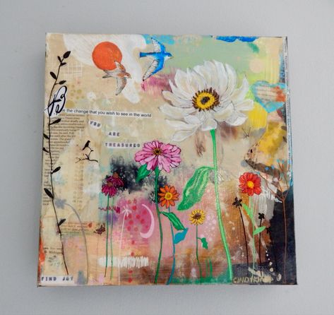 Cathy Nichols, Collage Magazine, Mixed Media Textiles, Mixed Media Art Canvas, Collage Art Projects, Journal Collage, Painting Water, Block Art, Be The Change