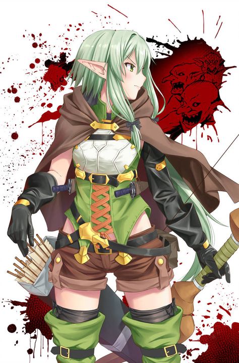 Goblin Slayer Elf Goblin Slayer, Anime Elf, High Elf, Art Anime, Green Hair, Anime Kawaii, Slayer Anime, Fantasy Character Design, Anime Fanart