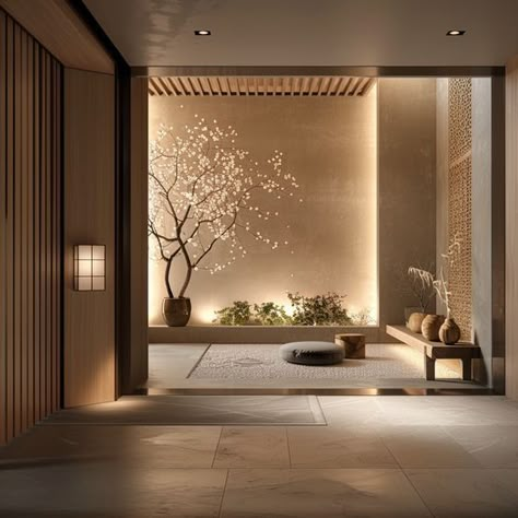 Japanese Hallway, Zen Interiors, Japanese Home Design, Zen House, Japandi Home, Hallway Designs, Japanese Interior Design, Japanese Interior, Dining Room Design