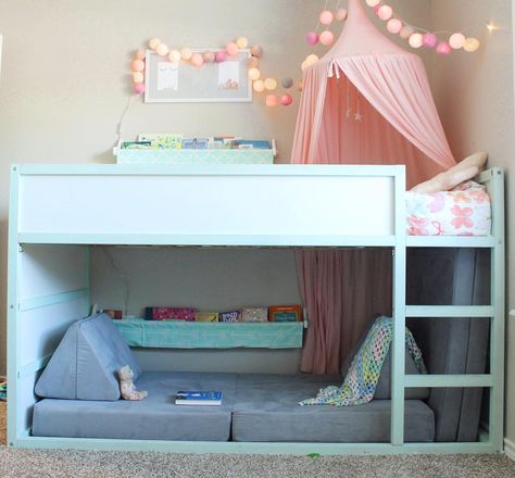 Put your Nugget under the IKEA Kura bed for the perfect…” Bedroom Nooks, Kura Bed Decals, Ikea Bunk Bed, Bed For Girls Room, Ikea Kura Bed, Ikea Nursery, Kura Bed, Ikea Kura, Diy Girls