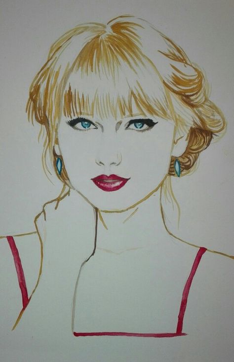 Taylor swift watercolor aquarell art Taylor Swift Drawing Easy, Taylor Swift Watercolor, Colour Sketches, Craft Night Projects, Drawing Grid, Taylor Swift Drawing, Ways To Lace Shoes, Lace Shoes, Canvas Painting Designs