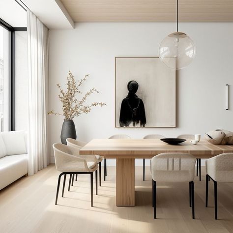 Dining Room Minimalist Modern, Dinning Room Ideas Modern Minimalist, Crate And Barrel Dining Room, Minimalist Dining Area, Minimalistic Dining Room, Scandinavian Dining Room Decor, Transitional Style Dining Room, Minimal Dining Room, Japandi Dining Room