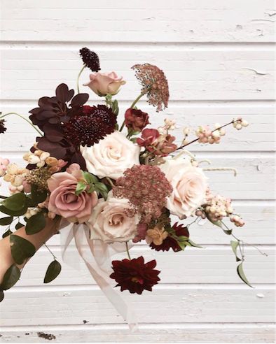 Bridal Bouquet Traditional Bridal Bouquet, Asymmetrical Bouquet, Moody Wedding Flowers, Loose Bouquet, Fall Garden Wedding, Moody Florals, Burgundy Bouquet, Colorful Wedding Flowers, Sweetheart Table Wedding