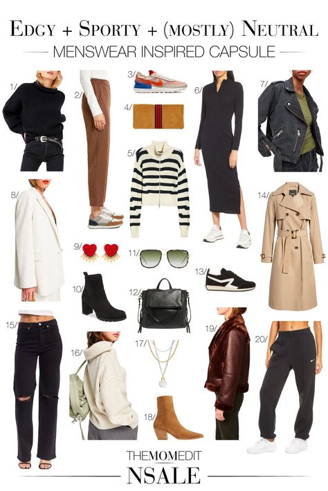 Retro Capsule Wardrobe, Edgy Capsule Wardrobe, Edgy Outfits For Women, 2022 Capsule Wardrobe, Sporty Style Outfits, Fall Outfits Edgy, Athleisure Capsule Wardrobe, Mom Edit, Classic Capsule Wardrobe