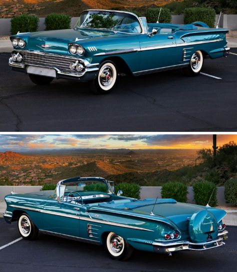 63 Chevy Impala, 1958 Chevy Impala, Chevrolet Impala Convertible, Impala Convertible, Old Vintage Cars, Car Chevrolet, American Classic Cars, Good Year, Old Classic Cars