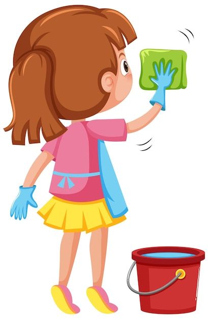 A girl cleaning on white background | Premium Vector #Freepik #vector #girl-clipart #kids-cleaning #kids-clipart #kids-illustration Cleaning Clipart, Cleaning Cartoon, Vector Girl, Free T Shirt Design, Kids Illustration, Kids Cleaning, Kids Vector, Cleaning Rags, About A Girl