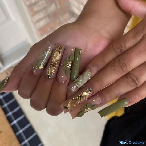 Money Nails, Instagram Money, Long Press On Nails, Nagel Tips, Beauty Nail, Nail Art Hacks, Rhinestone Designs, Artificial Nails, Nail Accessories