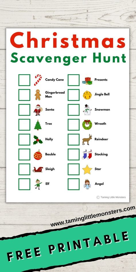 Christmas Scavenger Hunt - Free Printable for kids. #freeprintable #christmas Free Printable Christmas Scavenger Hunt, Christmas Party Activities, Christmas Scavenger Hunt For Kids, Activity For Preschoolers, Printable Christmas Scavenger Hunt, Xmas Games, Craft Ideas For Beginners, Crafts For Beginners, Fun Activities For Preschoolers