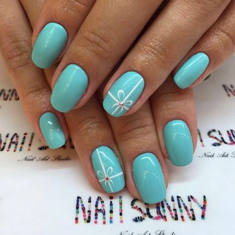 bow Sweet 16 Hair, Tiffany Blue Nails, Tiffany Nails, Tiffany Color, Christmas Nail Inspo, Nails With Gel, Nail Artwork, Pretty Pretty Princess, Short Gel Nails