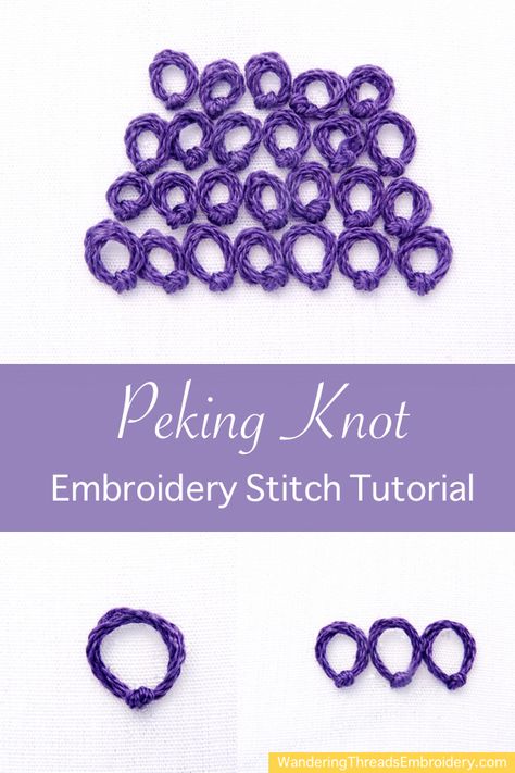 Chinese Knot Embroidery, Peking Knot Embroidery, Chinese Embroidery Patterns, French Knot Embroidery Designs, Embroidery Diary, Traditional Chinese Embroidery, Embroidery Knots, Embroidery Names, Diy Jewelry Box