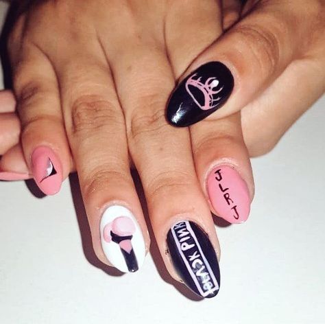 K Pop Nails, Pink Black Nails, Idol Nails, Nail Art Designs For Beginners, Nail 2023, Easy Nail Art Designs, Nail Art For Kids, Rose Nail Art, Hippie Nails