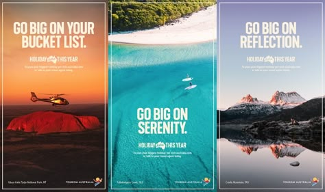 Tourism Australia urges travellers to take an epic holiday in new campaign via M&C Saatchi – Campaign Brief Tourism Campaign, Travel Advertising Design, Tourism Design, Australia Tourism, Travel Creative, Travel Advertising, Tourism Day, Travel Ads, Billboard Design