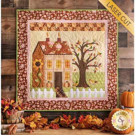 Autumn Quilt, Flannel Rag Quilts, Laser Cut Kit, Hanging Quilts, Garden Quilt, House Quilts, Shabby Fabrics, Colorful Quilts, Garden House