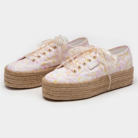 Superga X Love Shack Fancy Shoes Superga Espadrilles, Superga Platform, Floral Espadrilles, Superga Sneakers, Love Shack Fancy, Espadrille Sneakers, Floral Sneakers, Nike Tennis Dress, Espadrilles Platform