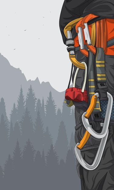 Vector hand drawn rock climber illustrat... | Premium Vector #Freepik #vector #hiker #hiking #mountain-hiking #trekking Trekking Poster Design, Rock Climber Aesthetic, Rock Climbing Wallpaper, Graphic Designer Wallpaper, Trekking Wallpaper, Escalade Aesthetic, Trekking Illustration, Discover Illustration, Climbing Wallpaper