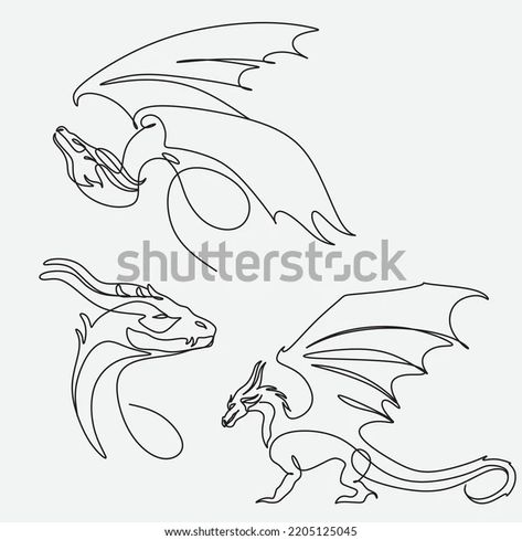 One Line Dragon, Line Drawing Dragon, Fictional Monsters, Dragon Line Drawing, Alvia Alcedo, Dragon Line Art, Maple Leaf Tattoos, Blue Dragon Tattoo, Dragon Line