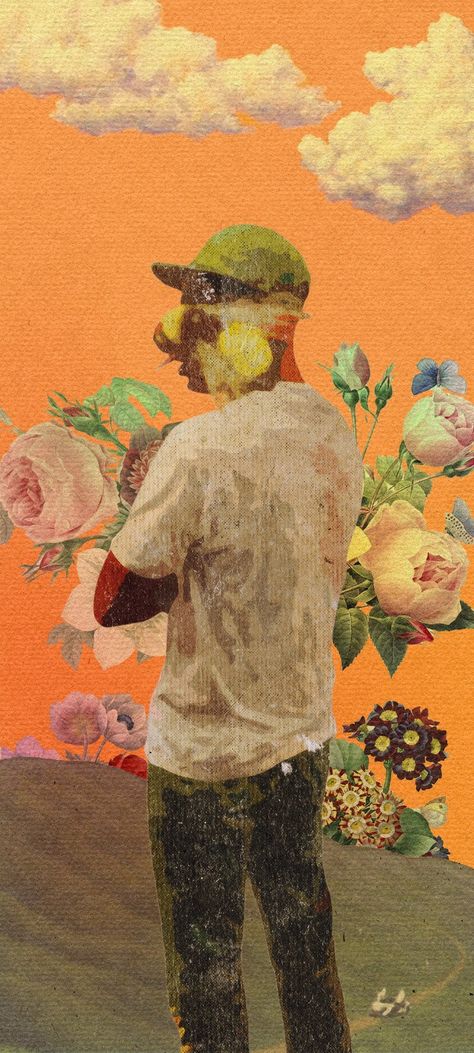 Flowerboy Wallpaper, Flower Boy Wallpaper, Tyler The Creator Wallpaper Iphone, Tyler The Creator Painting, Flower Boy Tyler The Creator, Travis Scott Iphone Wallpaper, Cherries Painting, Vinyl Background, Tyler The Creator Wallpaper