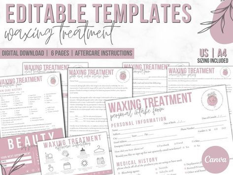 Waxing Consent Form, Waxing Business, Client Consultation, Business Kit, Spa Business, Price List Template, Create Your Own Business, Consent Forms, Appointment Cards