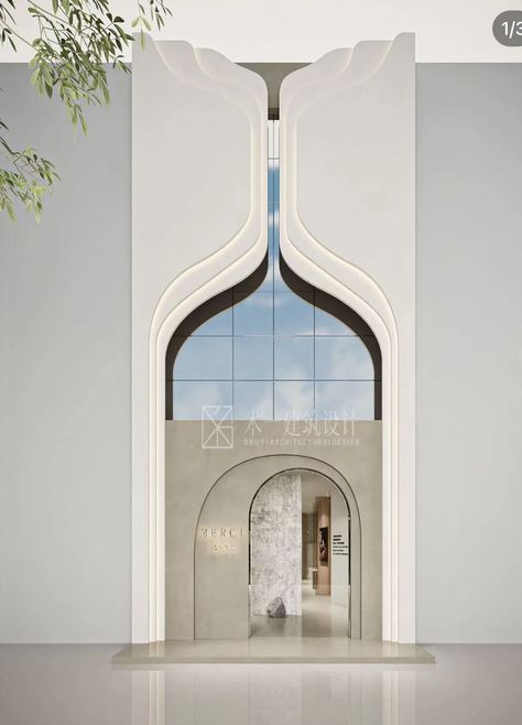 Facade Design For Commercial Building, Faced Design Architecture, Store Facade Design, Dekorasi Maroko, Mosque Design Islamic Architecture, Arched Design, Arch Designs, Retail Facade, Commercial Design Exterior