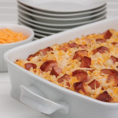 Cheesy Potatoes with Smoked Sausage Smoked Sausage Recipes, Hash Brown, Cheesy Potatoes, Smoked Sausage, Sausage Recipes, Om Nom, I Love Food, Main Dish Recipes, Pork Recipes