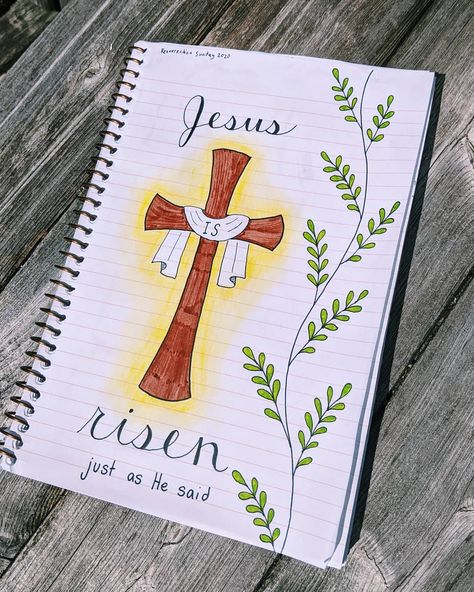 Bible Journaling Easter, Easter Journaling Ideas, Easter Bible Journaling Ideas, Easter Bible Journaling, Bible Studies For Beginners, Jesus Is Risen, Jesus Drawings, Bible Study Methods, Bible Doodling