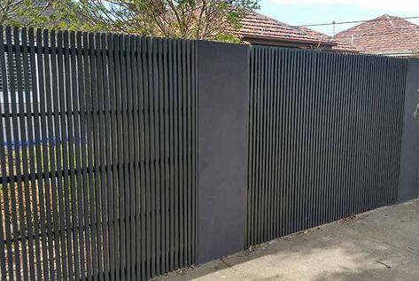 Batten Fence, Fireplace Minecraft, Exterior Screen, Fireplace Video, Concrete Block Walls, Pool Fencing, Timber Battens, Timber Screens, Front Gate Design