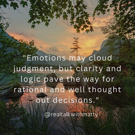 Emotions can influence our decision-making. It's vital to recognize when feelings might cloud judgment and take steps to ensure that decisions are based on reason instead of one's beliefs. Take a step back, and consider the situation objectively, by acknowledging emotions and reflecting on them, we can make informed decisions. It's okay to feel emotions but don't let them control your choices. #decisionmaking #clarityoveremotions #rationalthinking #logicfirst #mindfulness #mindfuldecisions #... Acknowledging Emotions, Feel Emotions, Mindfulness Coach, Take A Step Back, Mindset Coaching, It's Okay, Step Back, Decision Making, Don't Let