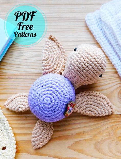 Crochet Sea Turtle Button Amigurumi PDF Pattern - Amigurumiday Turtle Amigurumi Pattern, Crochet Sea Turtle, Turtle Amigurumi, Cute Sea Turtle, Toys Market, Bunny Amigurumi, Crochet Turtle, Pola Amigurumi, Turtle Pattern