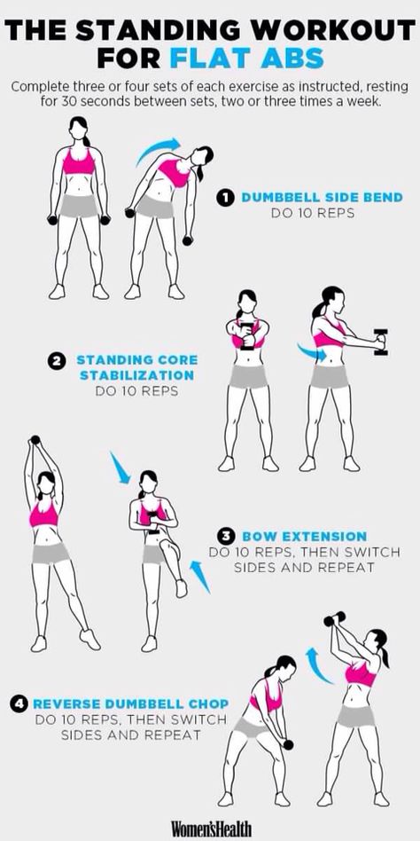 Simple Ab Workout Using Dumbells Standing Workout, Motivasi Diet, Standing Ab Exercises, Perfect Abs, Beginner Workouts, Standing Abs, Flat Abs, Flat Stomach, I Work Out