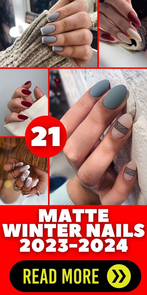 Step into 2023-2024 with a fresh and fashionable take on your nails - matte winter nails. These short, matte designs are a simple yet striking way to keep up with the latest trends. Dive into dip powder colors like black, green, and navy blue to showcase your stylish side this winter. Winter Matte Nails Colors, Matte Winter Nails Short, Nail Matte Designs, Matte Dip Nails, Matte Nails Winter, Square Nails Matte, Winter Dip Powder Nails, Winter Nails Matte, White Matte Nails