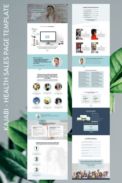 Kajabi Sales Page Template built with the Health Industry in mind, but could be used for any industry. Email Marketing Template Design, Sales Funnel Design, Sales Page Template, Landing Page Website, Email Template Design, Email Marketing Template, Email Design Inspiration, Website Design Layout, Sales Page