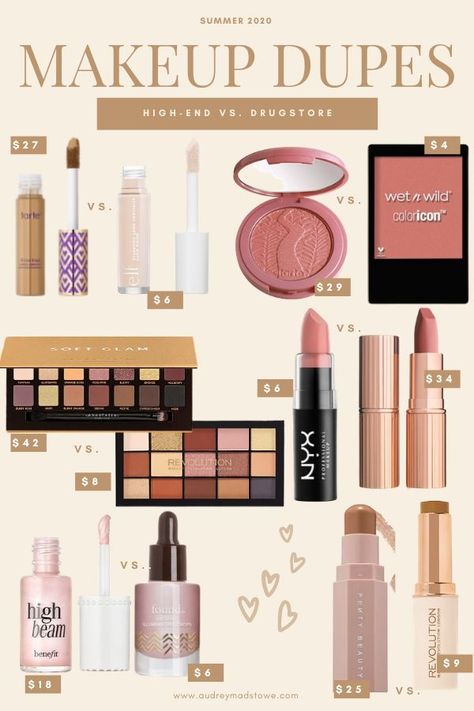 Summer Drugstore Makeup Dupes | Audrey Madison Stowe Goth Aesthetic Makeup, Target Makeup, Best Makeup Brands, Indie Makeup, Best Drugstore Makeup, Makeup List, High End Makeup, Affordable Makeup, Spring Makeup