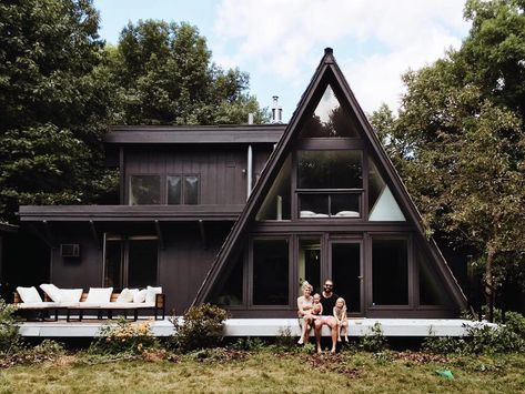 Black Is The New Black, Triangle House, Sarah Sherman, A Frame Cabins, A Frame House Plans, Frame House, A Frame Cabin, A Frame House, Tiny House Cabin