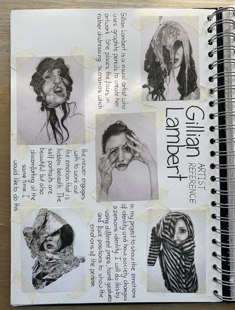 Gillian Lambert Artist Research, Artist Influence Page, Light And Dark Gcse Art Sketchbook, Isolation Artists Gcse, Distortion Artist Research, Gillian Lambert, Studio Art Folio, Gcse Identity, Human Figure Artists