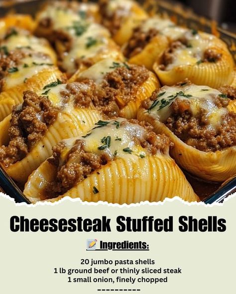 Baked Shells Stuffed, Cheesesteak Stuffed Shells, Stuff Shells, Jumbo Pasta Shells, Ina Garten Recipes, Pasta Shells, Sliced Steak, Recipes Pasta, Pot Luck