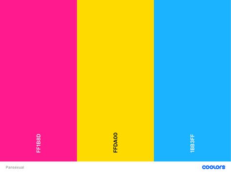 #pansexual #pride #flag #palette #hex Pride Flag Hex Codes, Canva Hacks, Pansexual Flag, Pride Flag Colors, Gay Flag, Pansexual Pride, Pride Colors, Creative Drawing Prompts, Hex Codes