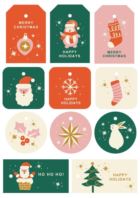 #gift #tag #christmas #illustrated #santa #canva #christmastree #xmas #new_year New Year Tags Free Printable, Christmas Gift Card Ideas Creative, Christmas Stamps Postage, Christmas Tags Printable Free Templates, Christmas Tag Design, Christmas Gift Illustration, Santa Gift Tag, Printable Christmas Tags, Christmas Stationary