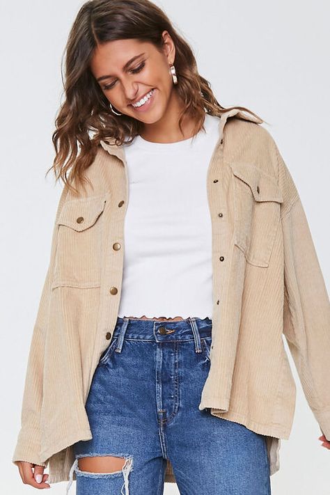 Corduroy Snap-Button Jacket Corduroy Jacket Outfit, General Outfit, Uni Outfit, Ootd Inspo, Jacket Outfit, Button Jacket, Ootd Style, Oversized Jacket, Corduroy Jacket