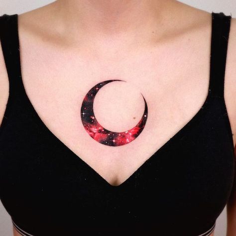 Galaxy Chest Tattoo, Red Moon Tattoo, Poetry Tattoo, Blue Moon Tattoo, Nape Tattoo, Moon Phases Tattoo, Our Mindful Life, M Tattoos, Moon Tattoos