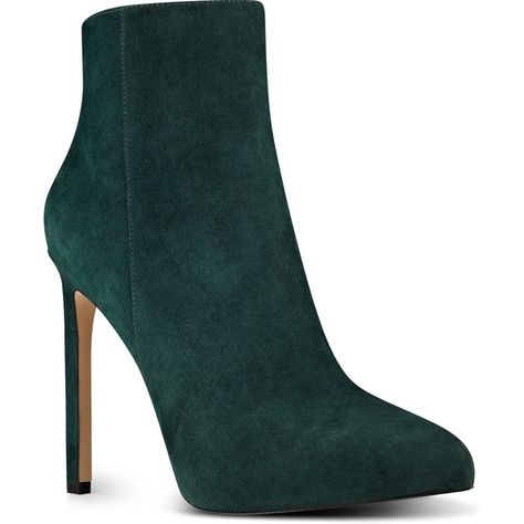 Nine West Ladivinia Pointy Toe Booties (3.510 RUB) ❤ liked on Polyvore featuring shoes, boots, ankle booties, heels, dark green suede, pointy-toe boots, suede boots, pointed toe booties, heeled boots and pointy toe booties Dark Green High Heels, Dark Green Boots, Party Boots, Suede High Heel Boots, Boots Party, Green High Heels, Green Ankle Boots, West Boots, Pointy Toe Boots